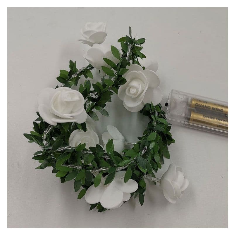 image-Rose Flower Vine String LED Lights Decoration Green Leaf Garland Battery USB Solar Powered Warm White Fairy Lights