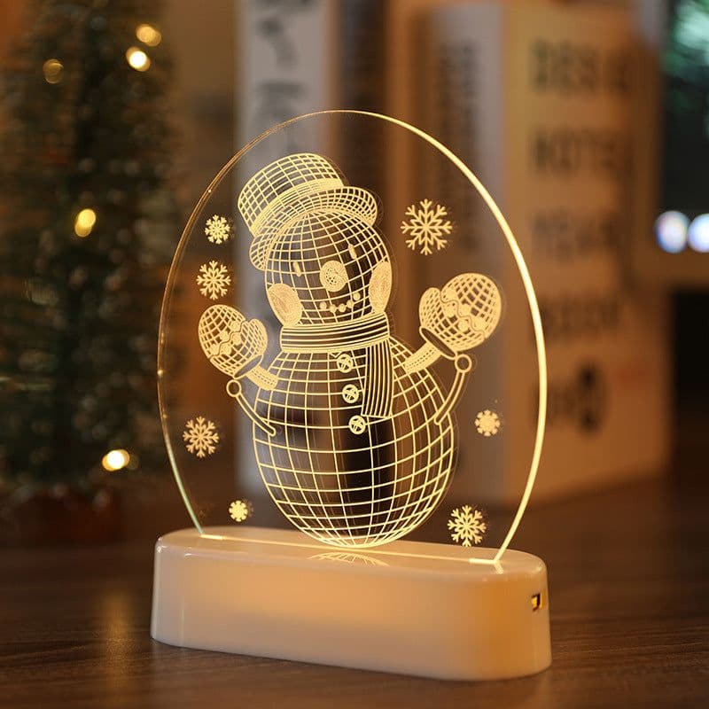 image-Snowman Bell Acrylic Decoration Night Light