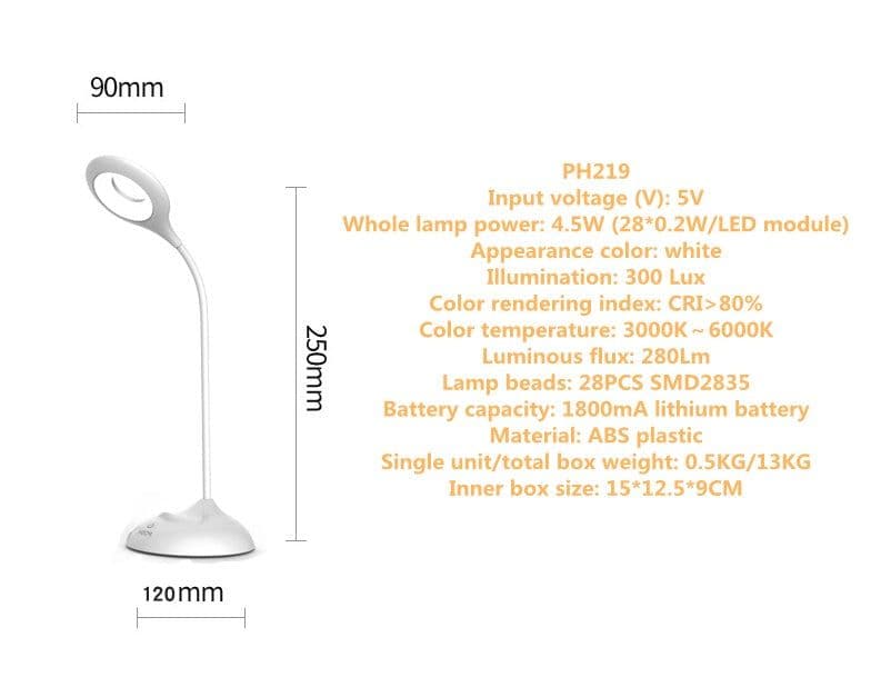image-Clip pen holder desk lamp led rechargeable folding desk lamp