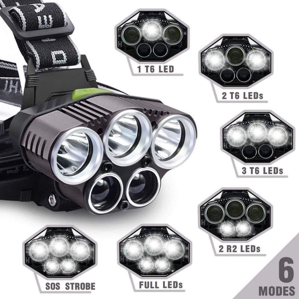 image-6-mode USB rechargeable outdoor night fishing 5LED headlight