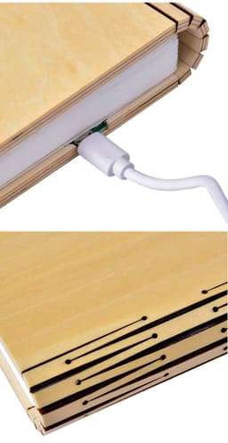 image-LED Night Light Folding Book Light USB Port Rechargeable Wooden Magnet Lamp