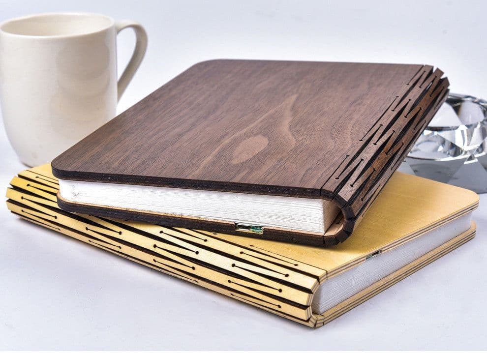 image-LED Night Light Folding Book Light USB Port Rechargeable Wooden Magnet Lamp