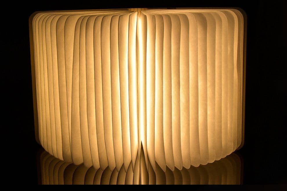 image-LED Night Light Folding Book Light USB Port Rechargeable Wooden Magnet Lamp