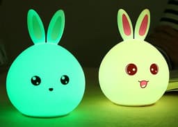 image-Cute Night Light Animal Rabbit Night lamps Touch Sensor Silicone LED Colorful Lights