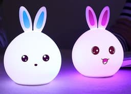 image-Cute Night Light Animal Rabbit Night lamps Touch Sensor Silicone LED Colorful Lights