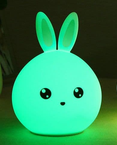 image-Cute Night Light Animal Rabbit Night lamps Touch Sensor Silicone LED Colorful Lights