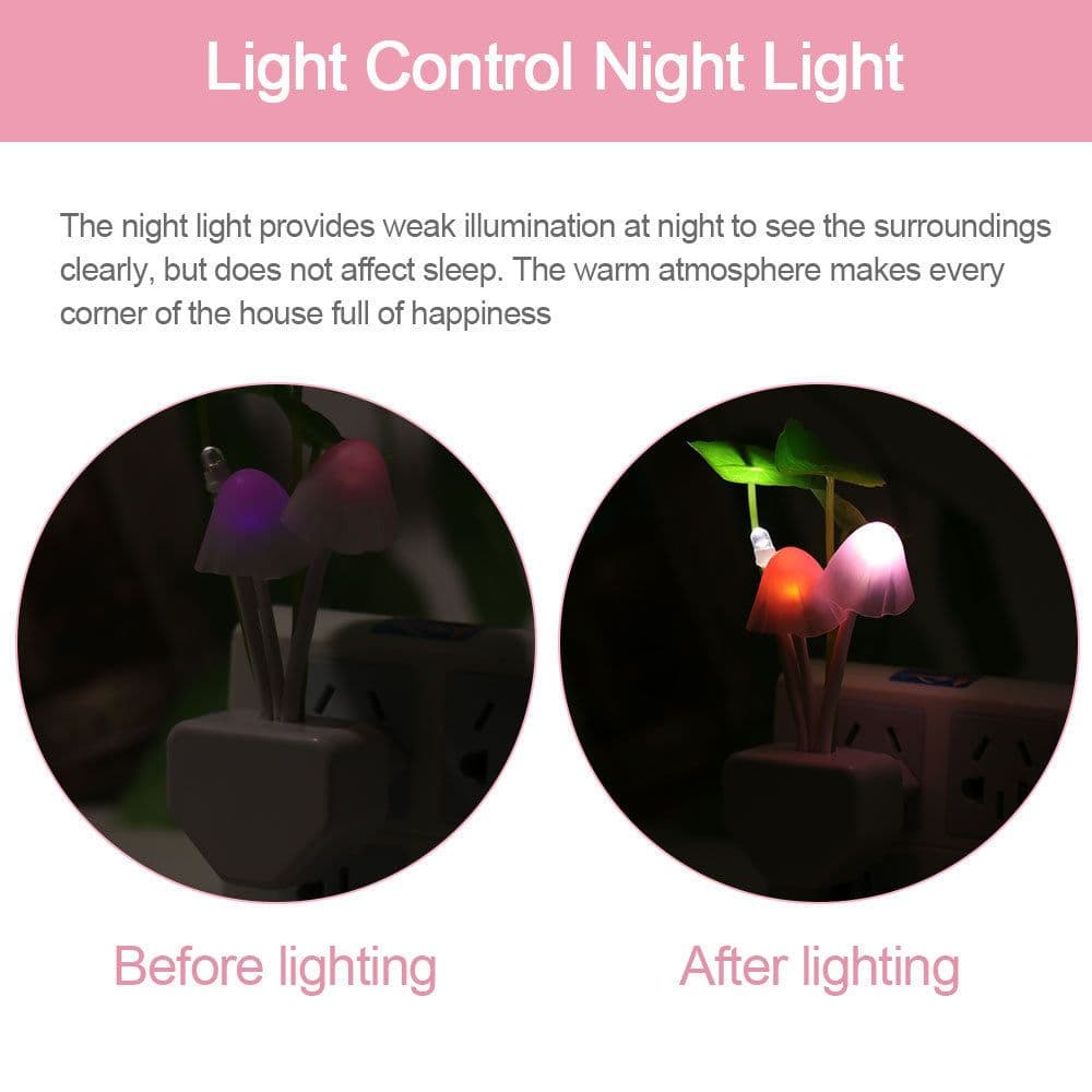 image-Color LED Mushroom Light, 3 Colors, With Sensor, Novelty, 220v