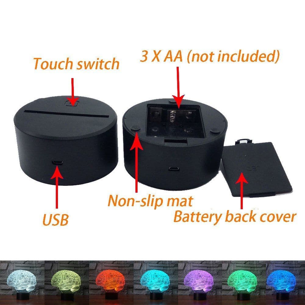 image-Foreign trade new brain 2 3D lamp LED colorful remote control lamp 3D light acrylic visual lamp 3620