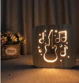 image-LED Night Lights Guitar Saxophone Violin Music Note 3D Lamp USB Power Wood Carving Table Lamp Decorative Lamps For Living Room Room