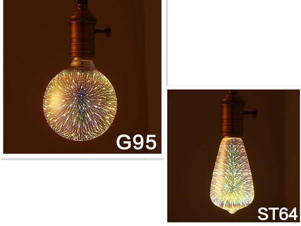 image-LED Light Bulb 3D Decoration Bulb Firework 110 220V ST64 G95 G80 G125 A60 Bottle Heart Holiday Lights Novelty Christmas Lamp