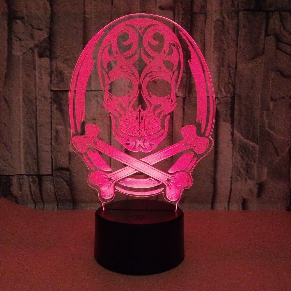 image-3D LED Color Night Light Changing Lamp Halloween Skull Light Acrylic 3D Hologram Illusion Desk Lamp For Kids Gift Dropship