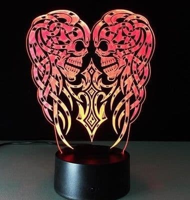 image-3D LED Color Night Light Changing Lamp Halloween Skull Light Acrylic 3D Hologram Illusion Desk Lamp For Kids Gift Dropship