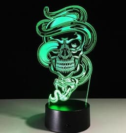 image-3D LED Color Night Light Changing Lamp Halloween Skull Light Acrylic 3D Hologram Illusion Desk Lamp For Kids Gift Dropship
