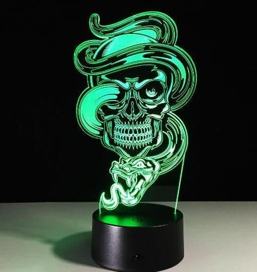 image-3D LED Color Night Light Changing Lamp Halloween Skull Light Acrylic 3D Hologram Illusion Desk Lamp For Kids Gift Dropship