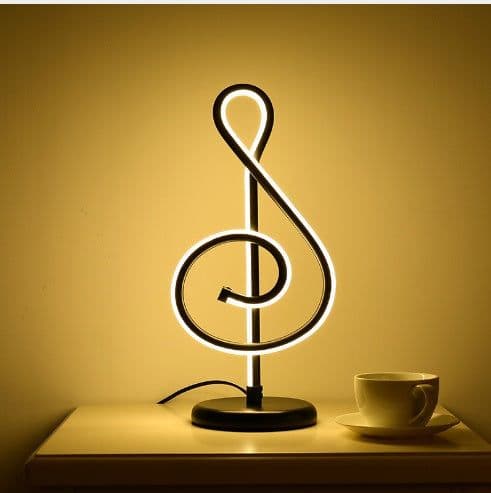 image-Modern Simple Music Symbol Bedroom Bedside Lamp Warm Romantic Household Creative Personality Eye-care Desk LED
