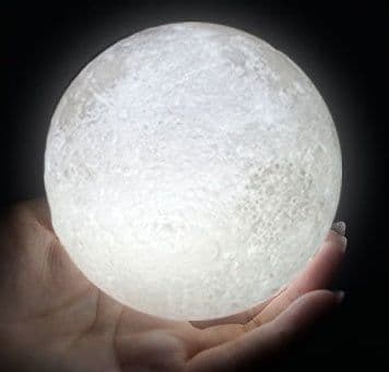 image-Rechargeable 3D Print Moon Lamp 2 Color Change Touch Switch