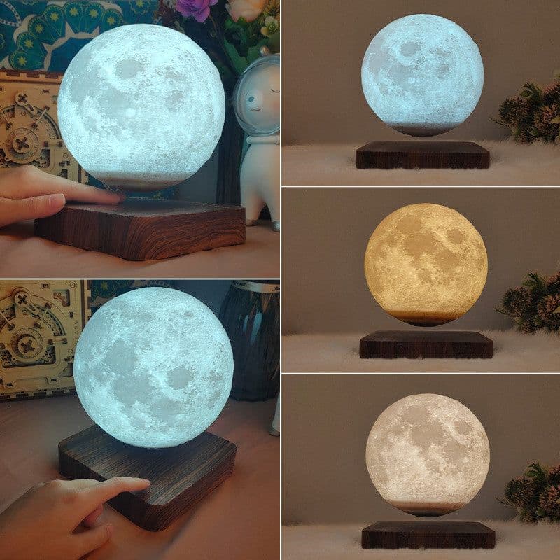 image-Customized Creative 3D Magnetic Levitation Moon Lamp Night Light Rotating Led Moon Floating Lamp