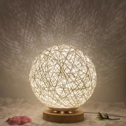image-Amazon Hot Selling Creative Linen Table Lamp Novel and Unique LED Intelligent USB7 Color RGB16 Color Remote Control Rattan Ball Lamp