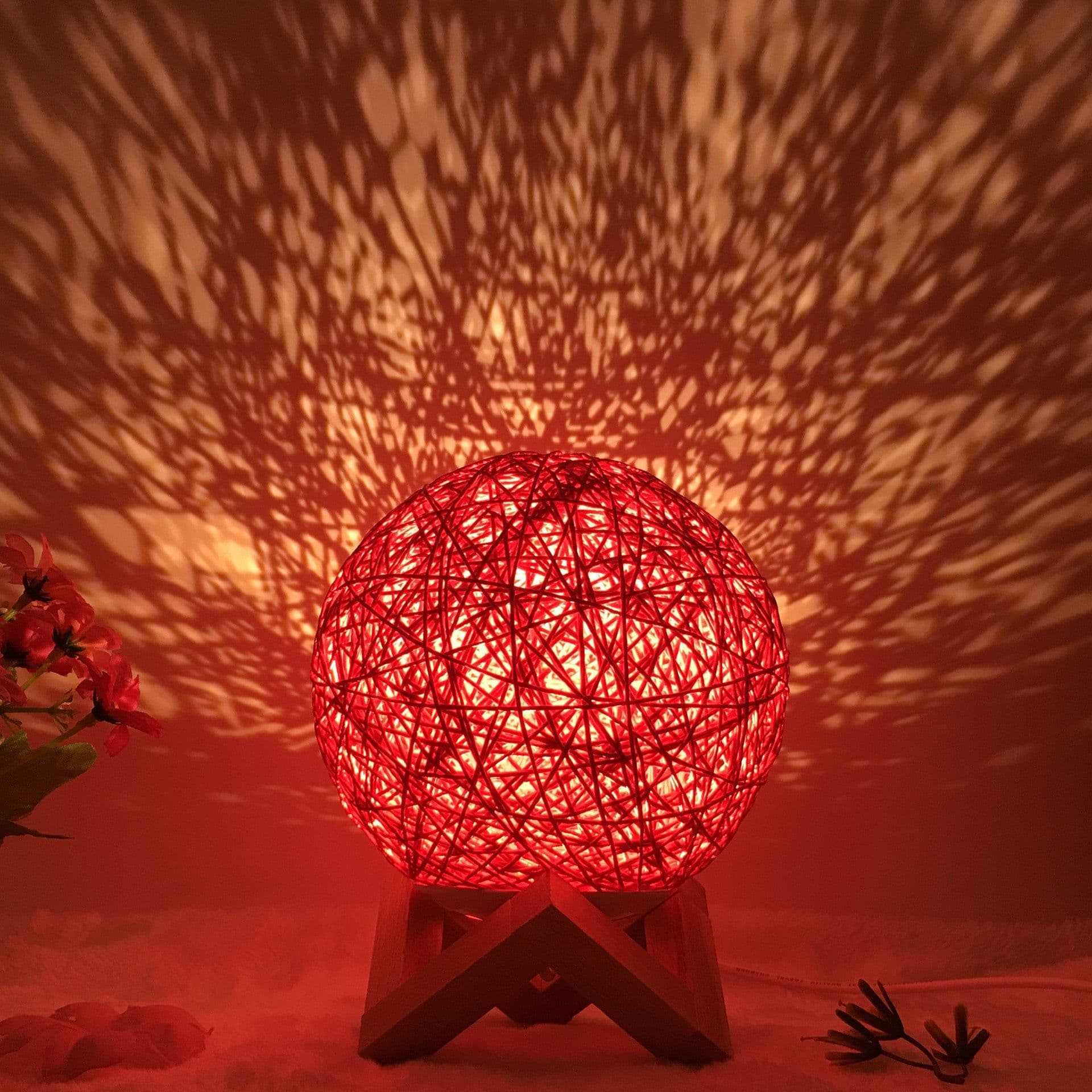 image-Amazon Hot Selling Creative Linen Table Lamp Novel and Unique LED Intelligent USB7 Color RGB16 Color Remote Control Rattan Ball Lamp