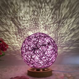 image-Amazon Hot Selling Creative Linen Table Lamp Novel and Unique LED Intelligent USB7 Color RGB16 Color Remote Control Rattan Ball Lamp