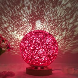 image-Amazon Hot Selling Creative Linen Table Lamp Novel and Unique LED Intelligent USB7 Color RGB16 Color Remote Control Rattan Ball Lamp