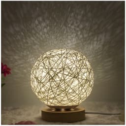 image-Amazon Hot Selling Creative Linen Table Lamp Novel and Unique LED Intelligent USB7 Color RGB16 Color Remote Control Rattan Ball Lamp