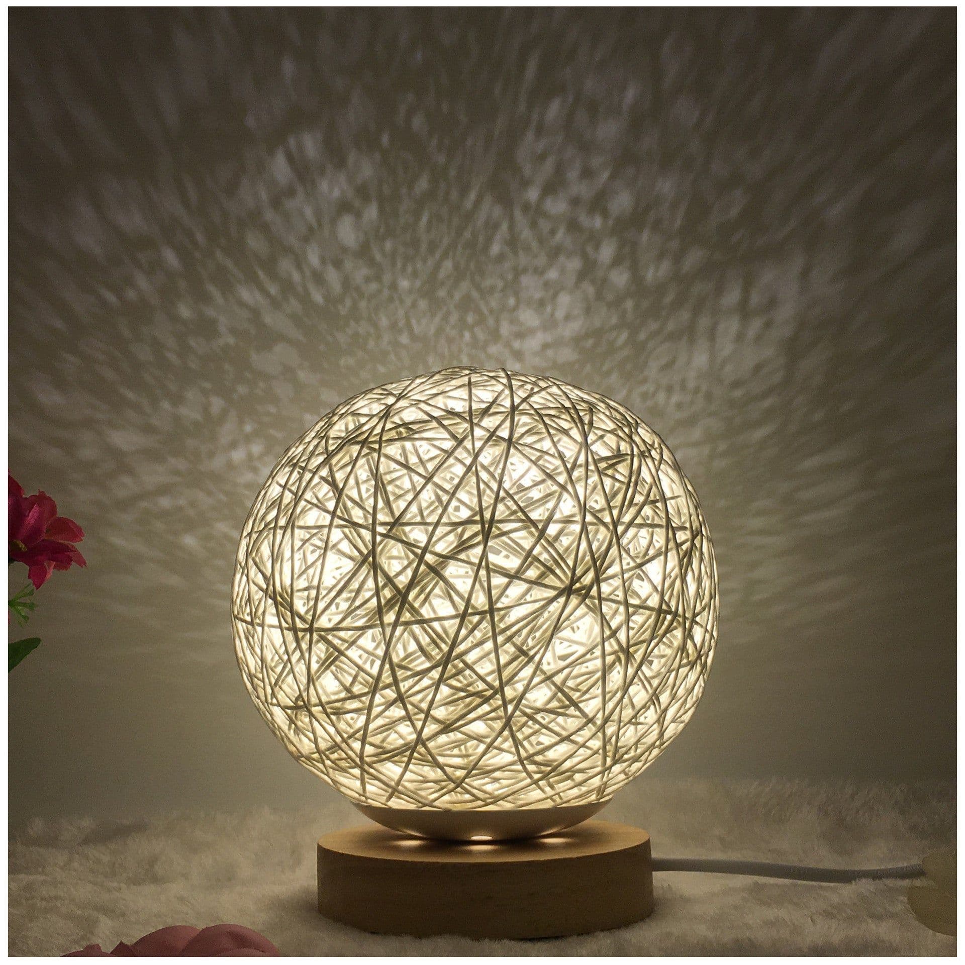 image-Amazon Hot Selling Creative Linen Table Lamp Novel and Unique LED Intelligent USB7 Color RGB16 Color Remote Control Rattan Ball Lamp
