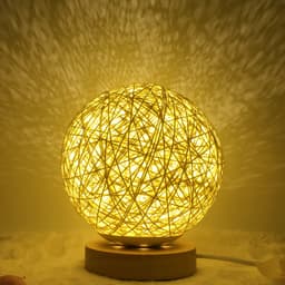 image-Amazon Hot Selling Creative Linen Table Lamp Novel and Unique LED Intelligent USB7 Color RGB16 Color Remote Control Rattan Ball Lamp