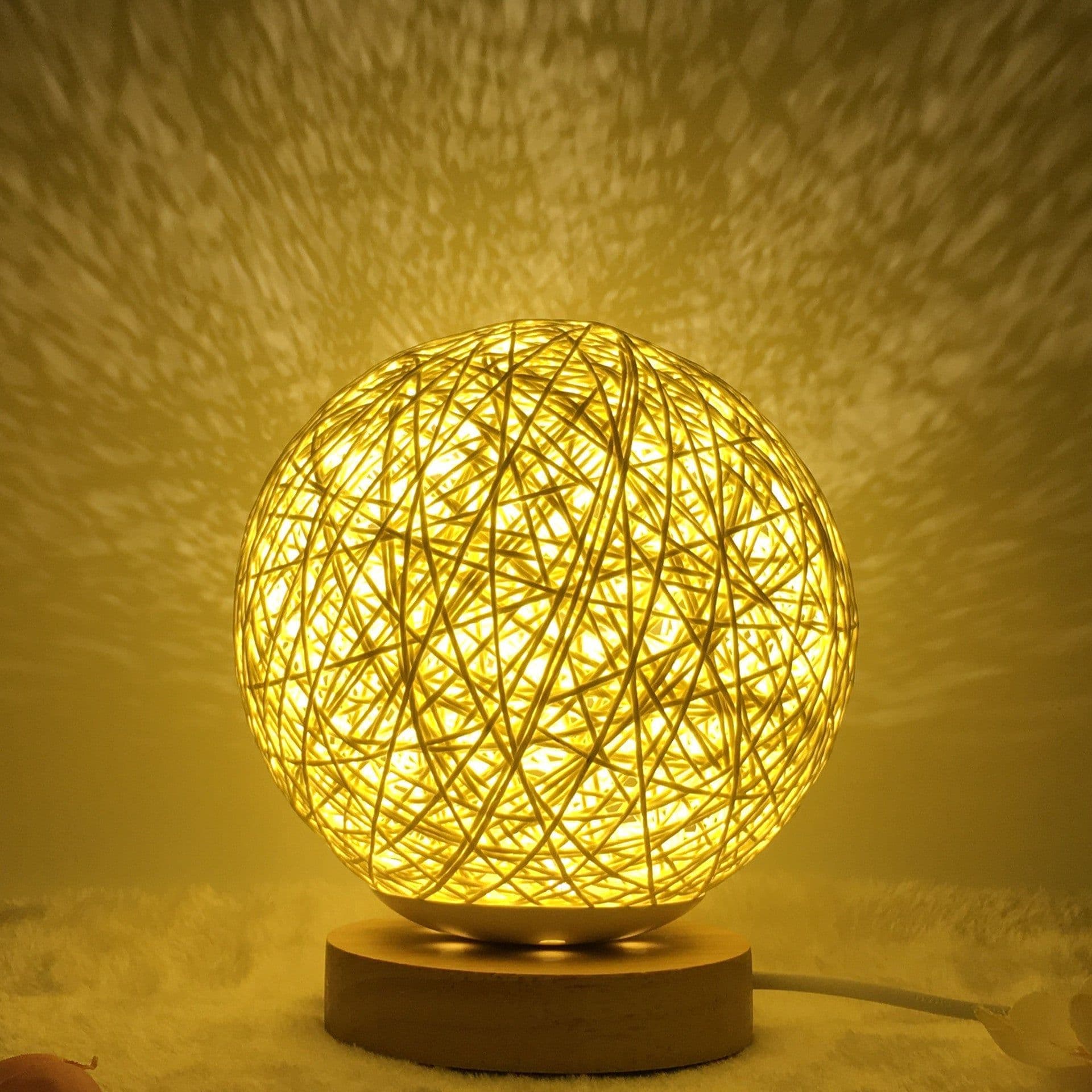 image-Amazon Hot Selling Creative Linen Table Lamp Novel and Unique LED Intelligent USB7 Color RGB16 Color Remote Control Rattan Ball Lamp