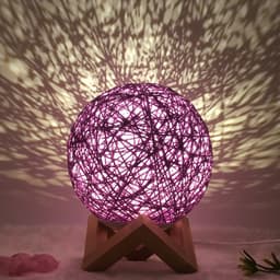 image-Amazon Hot Selling Creative Linen Table Lamp Novel and Unique LED Intelligent USB7 Color RGB16 Color Remote Control Rattan Ball Lamp