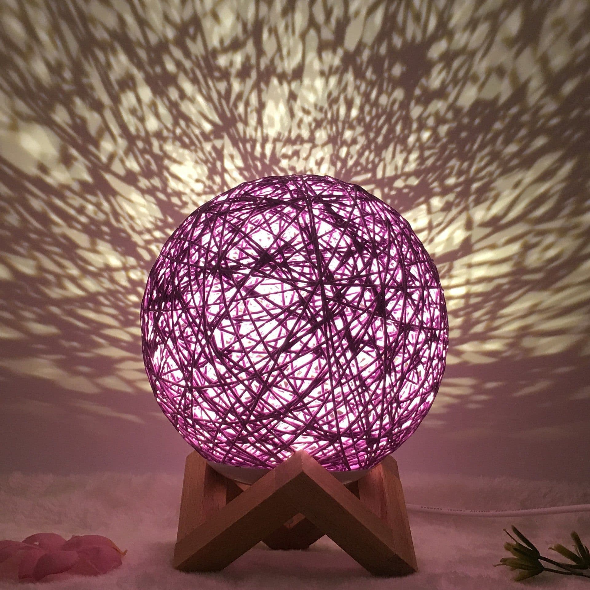 image-Amazon Hot Selling Creative Linen Table Lamp Novel and Unique LED Intelligent USB7 Color RGB16 Color Remote Control Rattan Ball Lamp