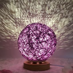 image-Amazon Hot Selling Creative Linen Table Lamp Novel and Unique LED Intelligent USB7 Color RGB16 Color Remote Control Rattan Ball Lamp