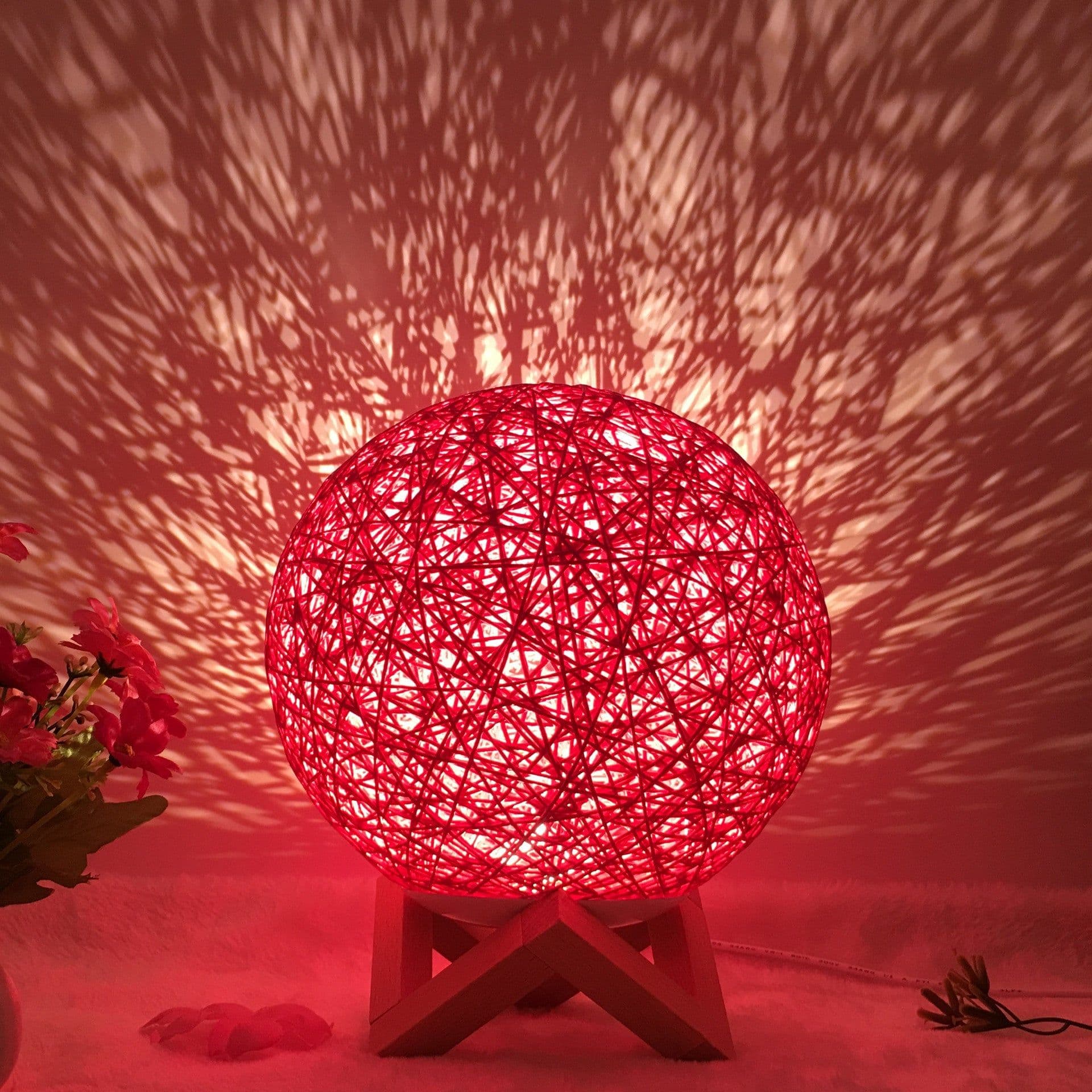 image-Amazon Hot Selling Creative Linen Table Lamp Novel and Unique LED Intelligent USB7 Color RGB16 Color Remote Control Rattan Ball Lamp