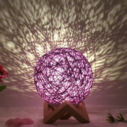 image-Amazon Hot Selling Creative Linen Table Lamp Novel and Unique LED Intelligent USB7 Color RGB16 Color Remote Control Rattan Ball Lamp