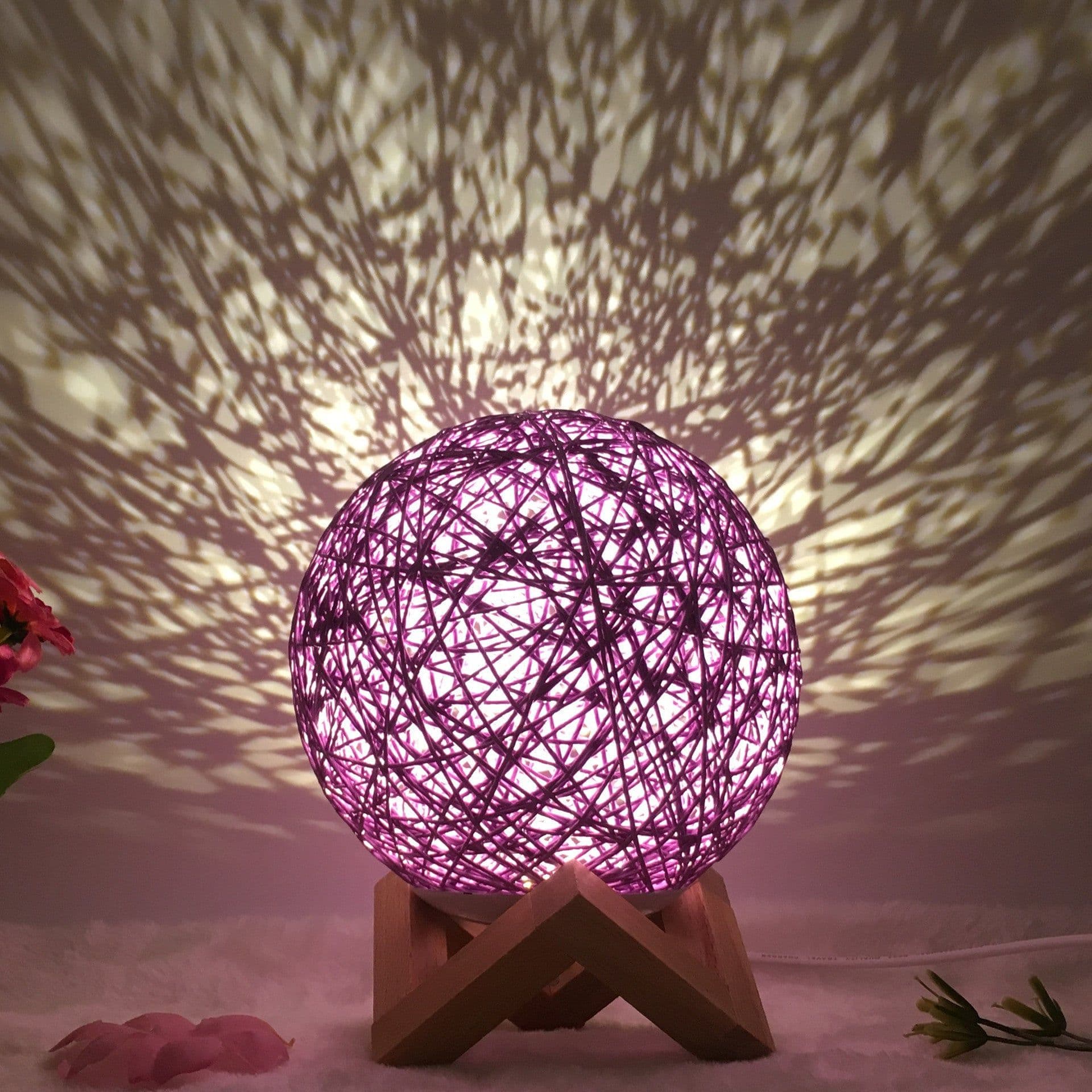 image-Amazon Hot Selling Creative Linen Table Lamp Novel and Unique LED Intelligent USB7 Color RGB16 Color Remote Control Rattan Ball Lamp