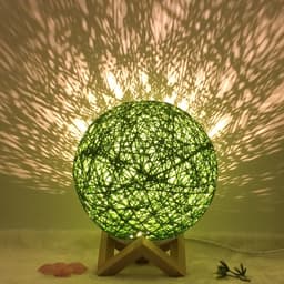 image-Amazon Hot Selling Creative Linen Table Lamp Novel and Unique LED Intelligent USB7 Color RGB16 Color Remote Control Rattan Ball Lamp