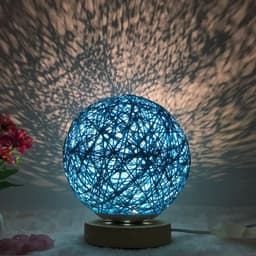 image-Amazon Hot Selling Creative Linen Table Lamp Novel and Unique LED Intelligent USB7 Color RGB16 Color Remote Control Rattan Ball Lamp