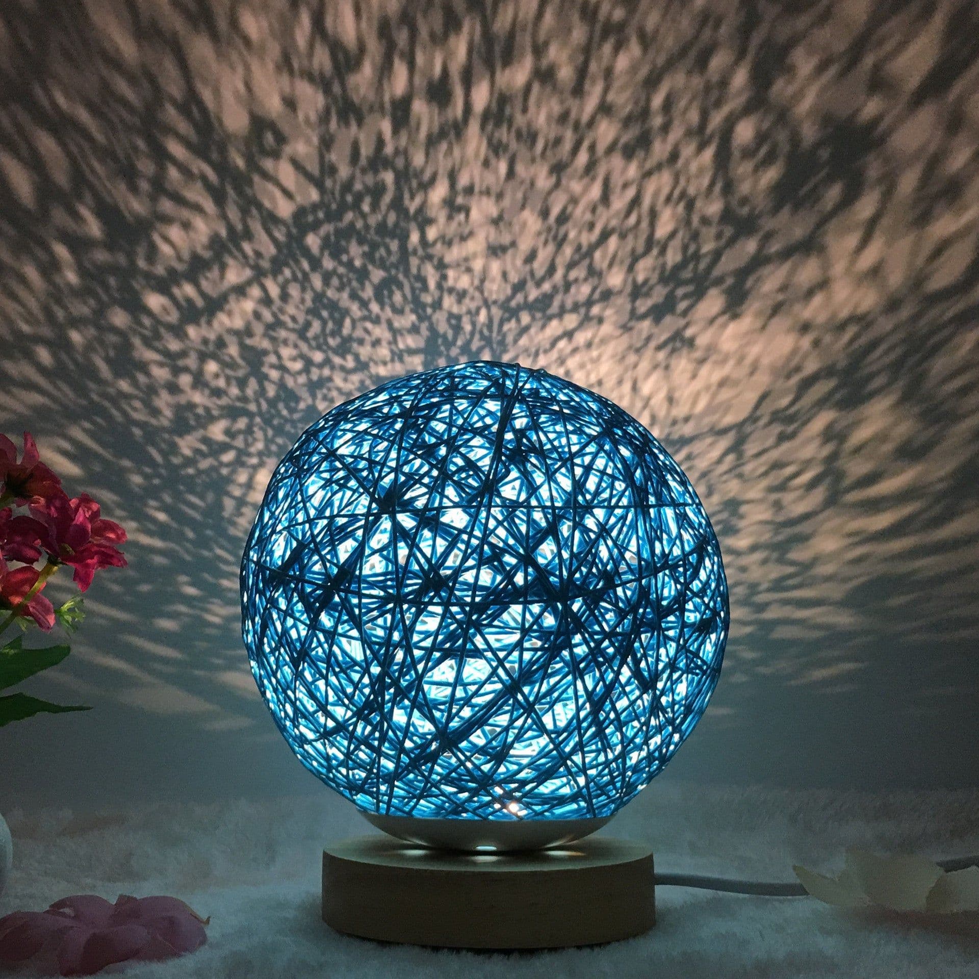 image-Amazon Hot Selling Creative Linen Table Lamp Novel and Unique LED Intelligent USB7 Color RGB16 Color Remote Control Rattan Ball Lamp