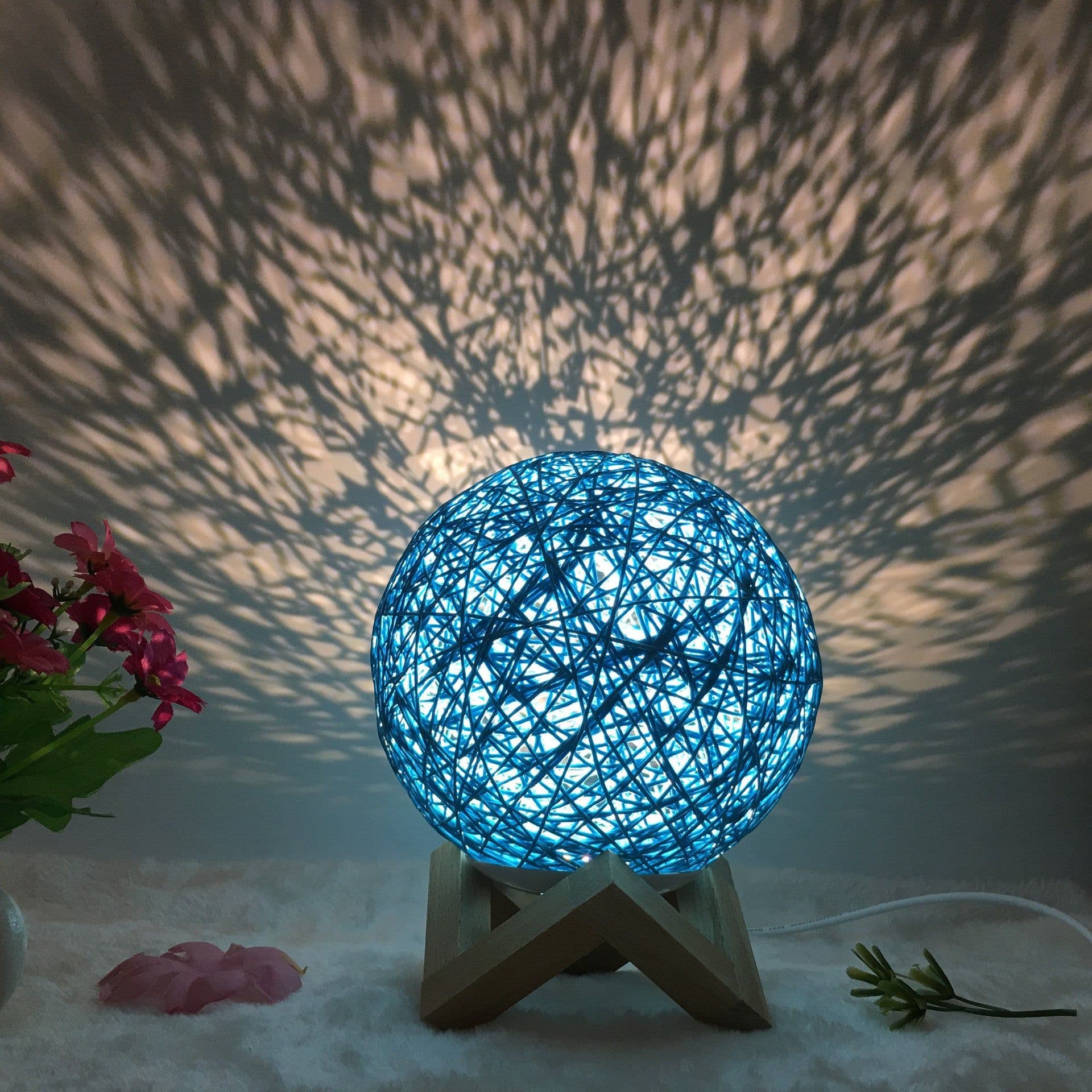 image-Amazon Hot Selling Creative Linen Table Lamp Novel and Unique LED Intelligent USB7 Color RGB16 Color Remote Control Rattan Ball Lamp