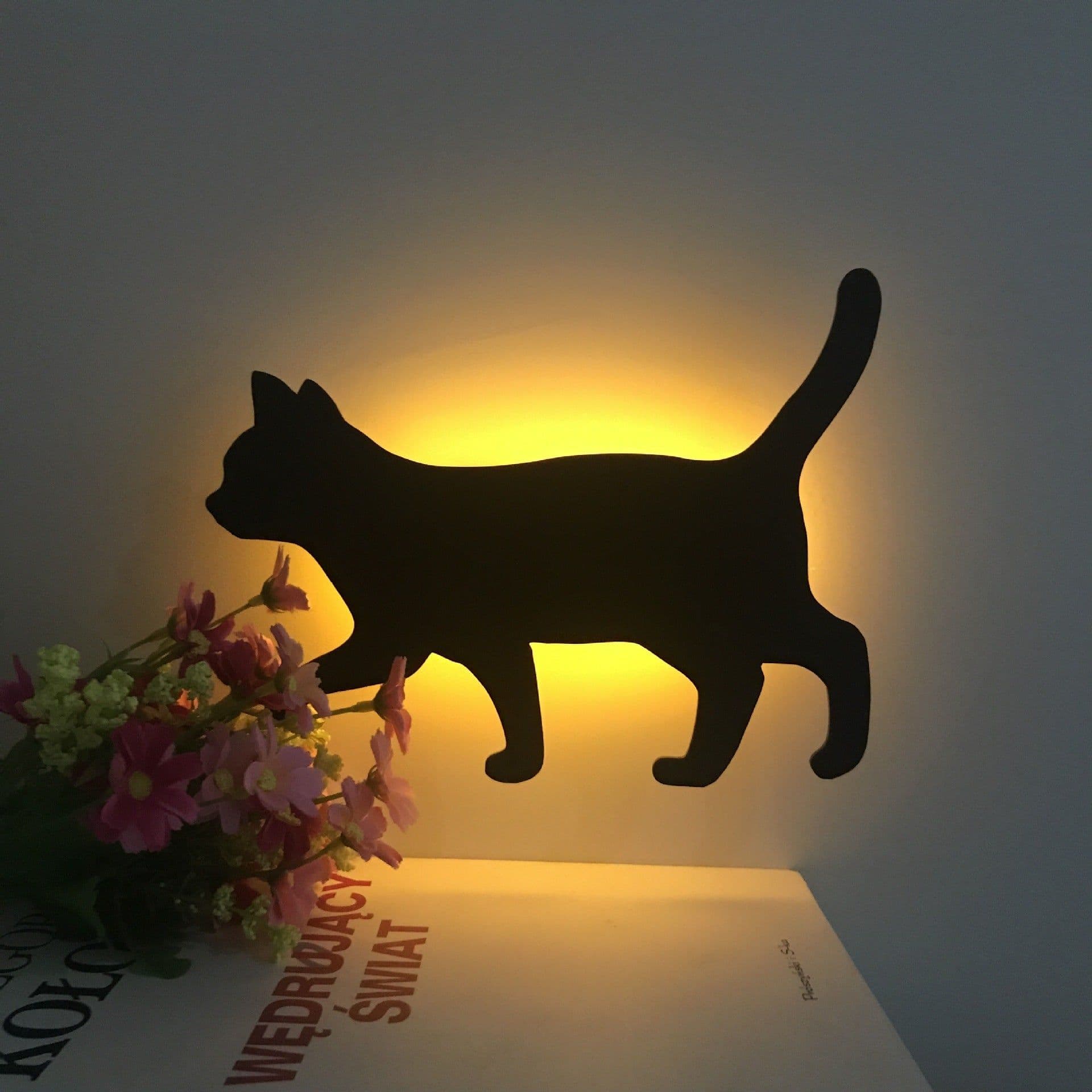 image-LED Animal Dog Cat Night Light Kitten Smart Sound Sensor Control Wall Lamp Home Corridor Balcony Night Lamp Baby Kids Sleep Lamp