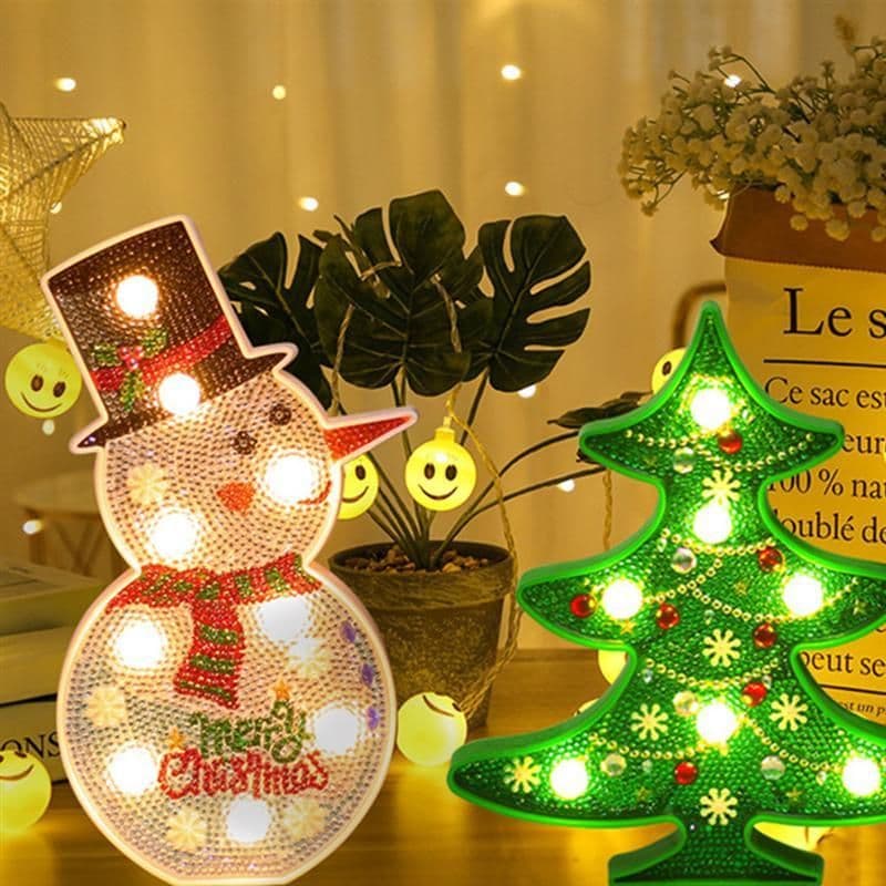 image-Christmas Decoration Snowman Christmas Tree DIY LED Lamp