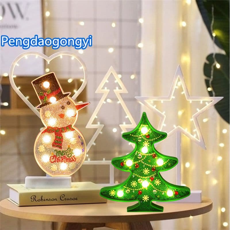 image-Christmas Decoration Snowman Christmas Tree DIY LED Lamp