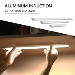 image-Motion Sensor LED Under Cabinet Light USB Rechargeable Wardrobe Closet Night Light For Kitchen Indoor Wall Lamps
