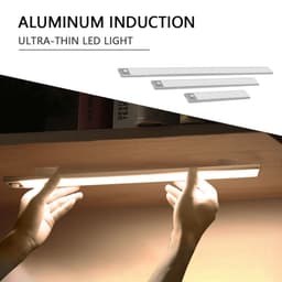 image-Motion Sensor LED Under Cabinet Light USB Rechargeable Wardrobe Closet Night Light For Kitchen Indoor Wall Lamps