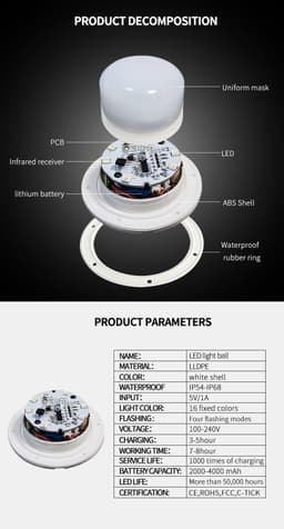 image-Lawn Lamp Floor Light Bulb Remote Control LED Luminous Ball Lamp Landscape Floor Lamp 16 Colors Outdoor Landscape Lamp
