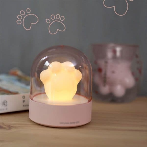 image-Exquisite Night Light Cat Paw Light USB Charging Music Box Warm Musical Lamp Cats Paw Lamp For Kids Children Gift Desktop Decor