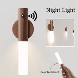 image-Auto LED USB Magnetic Wood Wireless Night Light Corridors Porch Lights PIR Motion Sensor Wall Light Cabinet Lamp