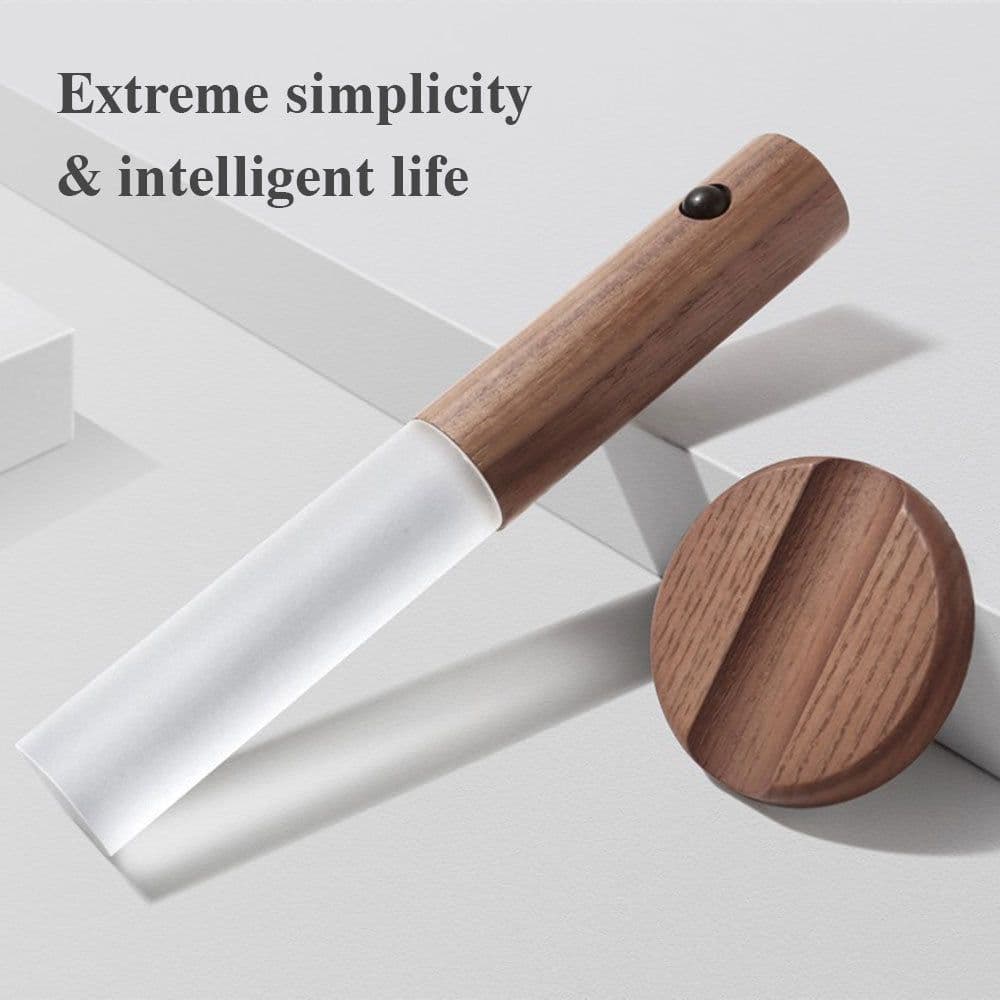 image-Auto LED USB Magnetic Wood Wireless Night Light Corridors Porch Lights PIR Motion Sensor Wall Light Cabinet Lamp