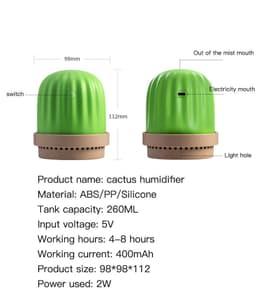 image-Cactus humidifier night light