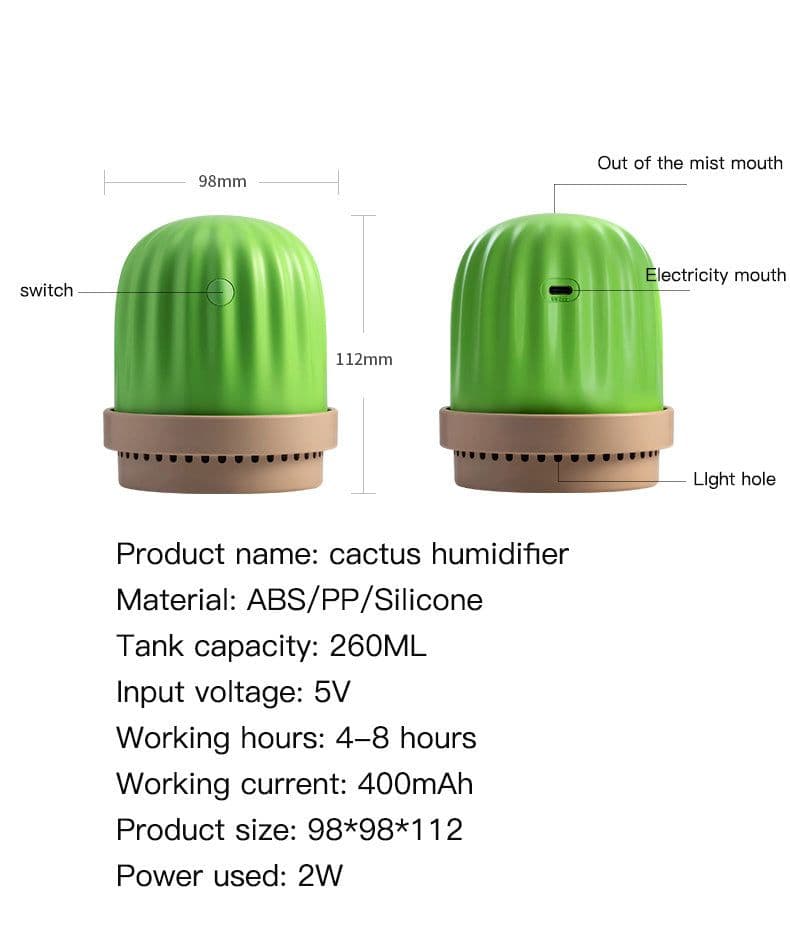 image-Cactus humidifier night light